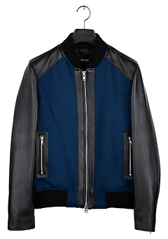 [206 HOMME BY JLDCLASSIC]STADIUM™ TWO-WAY ZIPPER BLUE WOOL &amp; LEATHER(JP-024)