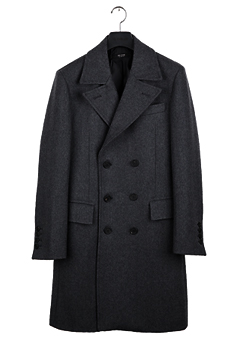 [206 HOMME]2014-15 F/W NEW COLLECTIONPOLO™ DOUBLE CHARCOAL-GRAY WOOL-FELT COAT(CASHMERE 20% + WOOL 80%)MAN + WOMAN(CT-057)
