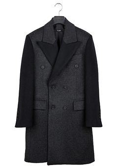 [206 HOMME]2014-15 F/W NEW COLLECTIONHAND-MADE™ DOUBLE CHARCOAL-GRAY &amp; BLACK WOOL COAT(CASHMERE 20% + WOOL 80%)MAN + WOMAN(CT-083)