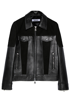 [206 HOMME BY JLDCLASSIC]BLACK-SUEDE &amp; LEATHER ITALY ZIP-UP BIKERMAN + WOMAN(LT-077)