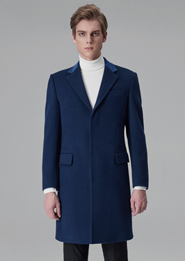 [206 HOMME]2015-16 F/W NEW COLLECTIONHAND-MADE™ BLUE VELVET HOSI-STICH SLIM-FIT COAT(CASHMERE 20% + WOOL 80% + VELVET 100%)MAN + WOMAN(CT-141)