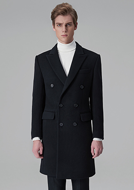 [206 HOMME]2015-16 F/W NEW COLLECTIONHAND-MADE™ BLACK SLIM-FIT DOUBLE COAT(CASHMERE 20% + WOOL 80%)MAN + WOMAN(CT-142)