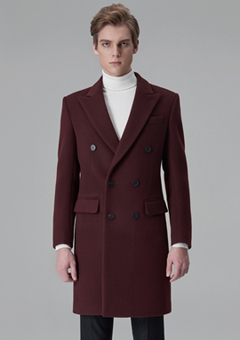 [206 HOMME]2015-16 F/W NEW COLLECTIONHAND-MADE™ BURGUNDY-WINE SLIM-FIT DOUBLE COAT(CASHMERE 30% WOOL 70%)MAN + WOMAN(CT-143)