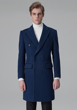 [206 HOMME]2015-16 F/W NEW COLLECTIONHAND-MADE™ BLUE SLIM-FIT DOUBLE COAT(CASHMERE 20% + WOOL 80%)MAN + WOMAN(CT-144)