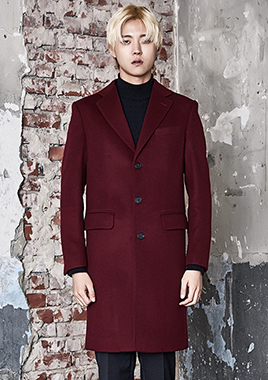 [206 HOMME BY JLDCLASSIC]HAND-MADE™ HOSI-STICH BURGUNDY-WINE 3-BUTTON COAT최고급® 호시스티치 (CASHMERE 20% WOOL80%)(CT-166)