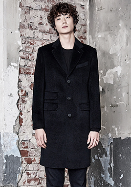 [206 HOMME]HAND-MADE™ HOSI-STICH BLACK 2-POCKET 3-BUTTON COAT(CASHMERE WOOL 100%)(CT-153)
