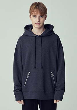 [206 HOMME]2019 S/S NEW COLLECTIONOVER-FIT™ O-RING ZIPPER CHARCOAL HOODED(UNISEX)(18SSTH-005CL)▶{당일배송 + 쇼룸 바로구매가능}◀