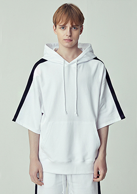 [206 HOMME]2019 S/S NEW COLLECTIONOVER-FIT™ WHITE &amp; BLACK LINE HOODED(UNISEX)(18SSTH-010WB)▶{당일배송 + 쇼룸 바로구매가능}◀