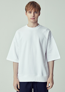 [206 HOMME]2018 S/S  NEW  COLLECTIONOVER-FIT™ MINIMAL WHITE MAN-TO-MAN T(UNISEX)(18SSTH-031WE)▶{당일배송 + 쇼룸 바로구매가능}◀