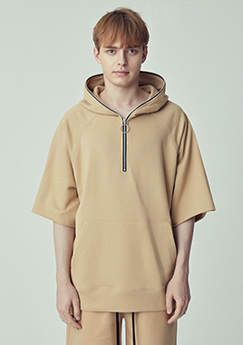 [206 HOMME]2019 S/S NEW COLLECTIONOVER-FIT™ BEIGE HOODIE O-RING ZIPPER(UNISEX)(18SSTH-016BE)▶{당일배송 + 쇼룸 바로구매가능}◀