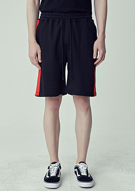 [206 HOMME]2018 S/S  NEW  COLLECTIONSTANDARD-FIT™ BLACK &amp; RED LINE TRACK SHORT(UNISEX)(18SSPT-003RD)▶{당일배송 + 쇼룸 바로구매가능}◀