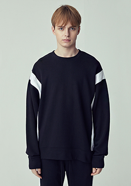 [206 HOMME]2018 S/S  NEW  COLLECTIONOVER-FIT™ BLOCK-EDGE MAN-TO-MAN BLACK LONG T(UNISEX)(18SSTH-015BK)▶{당일배송 + 쇼룸 바로구매가능}◀