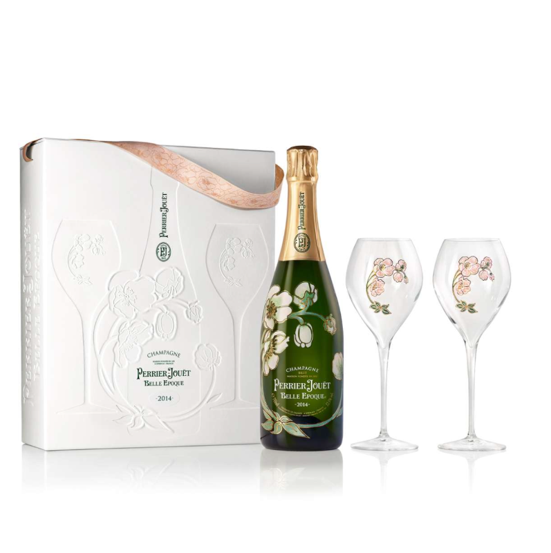 Perrier-Jouet Belle Epoque 2014  Champagne Brut with 2 Glasses