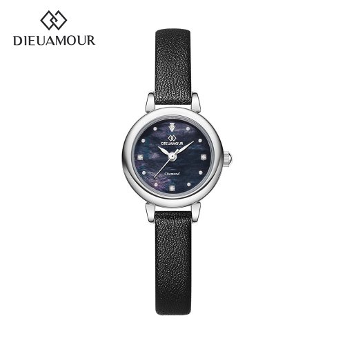 디유아모르 여성 가죽밴드시계 DAW3102L-BK 다이아몬드 시계