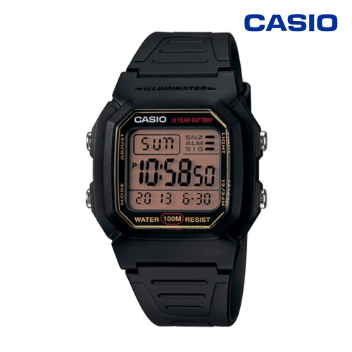 [카시오 CASIO]  W-800HG-9AVDF 레진 밴드 전자 알람 손목시계