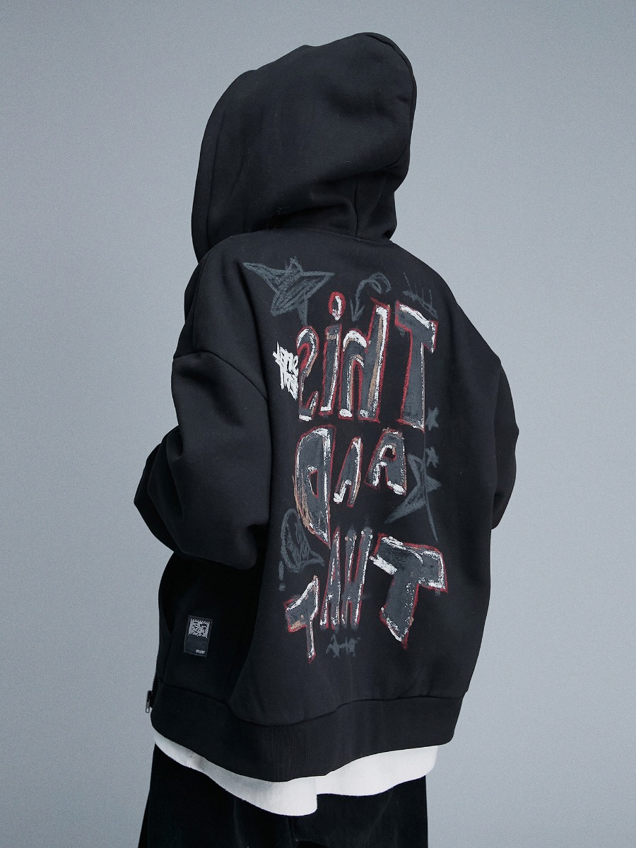 &#039;THIS AND THAT&#039; PRINTED HOODIED ZIP-UP
