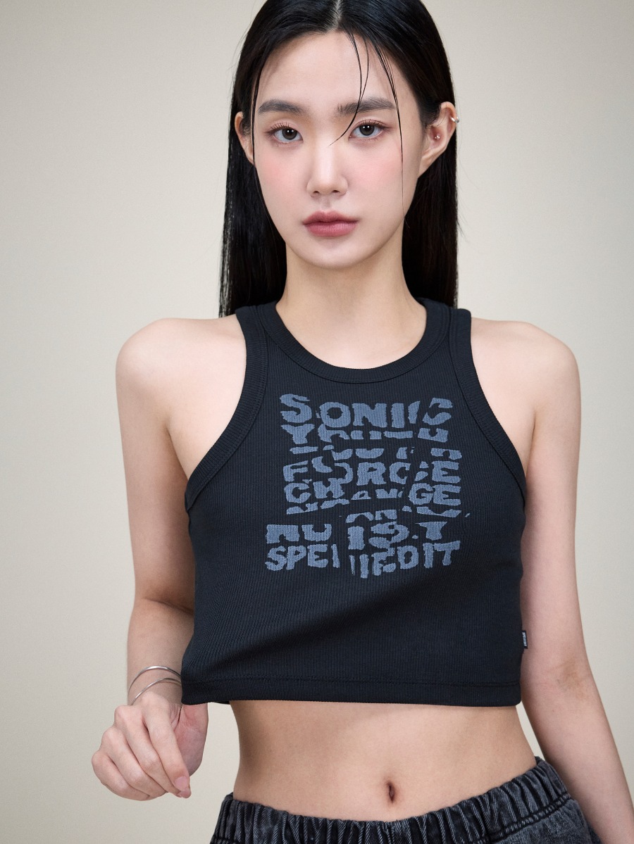 LETTERING CROPPED SLEEVELESS