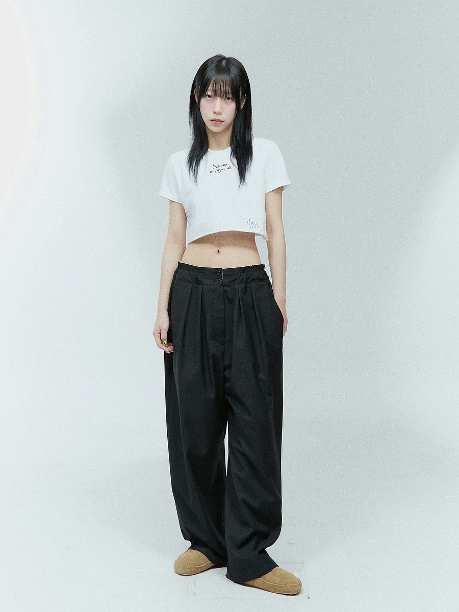 TWO BUTTON WIDE-FIT PANTS（검 4/6 예약발송)