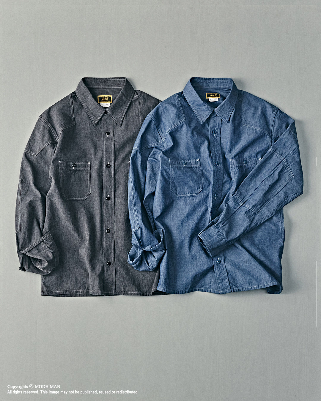 [ADDICT CLOTHES] ORIGINAL PADDED CHAMBRAY SHIRT FOR BIKERS
