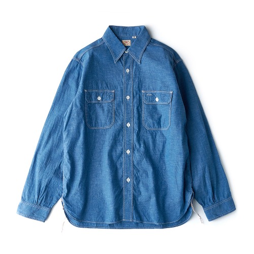 SUGAR CANE & CO. SC25513 Vat Dye Chambray Work Shirts Blue