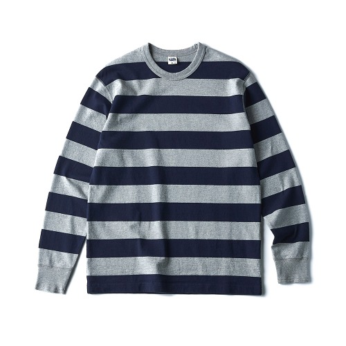 PHERROW'S PCT3-B GRYxNVY Border Long Sleeve T-Shirts