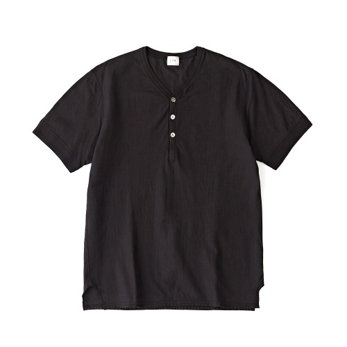 LOOP & WEFT LRH1032 A.Black Military Henley T-Shirt