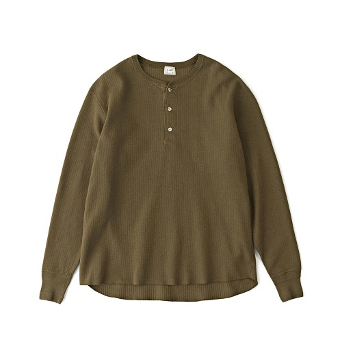 LOOP & WEFT LRH1033 A.Olive Double Face Jacquard Knit Henley