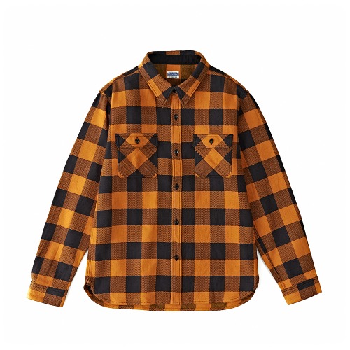 THE FLAT HEAD FN-SNR-101L ORGxCHA Block Check Flannel Shirt