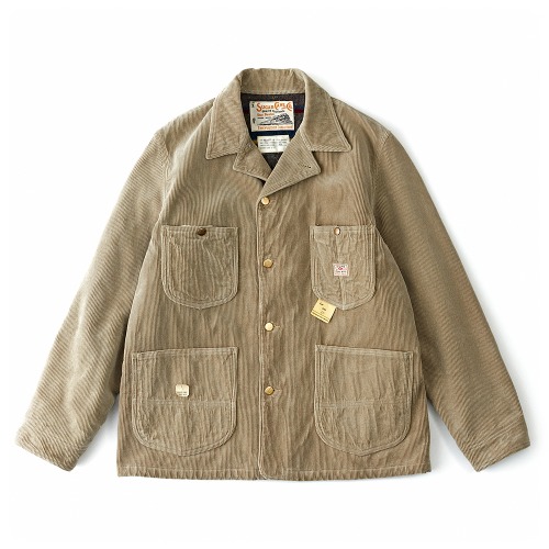 SUGAR CANE & CO. SC15233 Beige 9W Corduroy Blanket Lined Work Coat