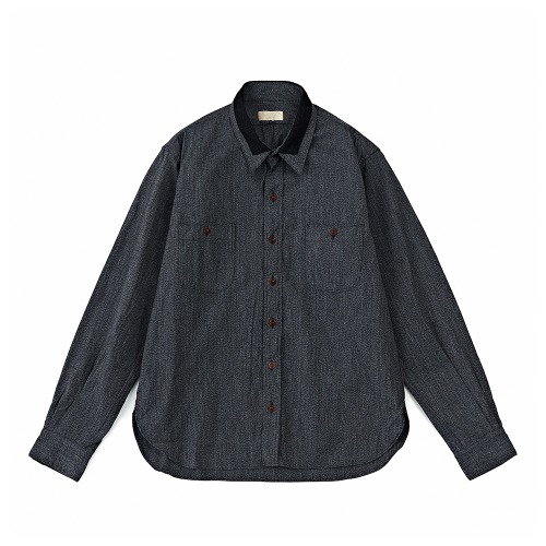 MARU SANKAKU PEKE MSP-5005 Blue Tsugihagi Sashiko Shirts