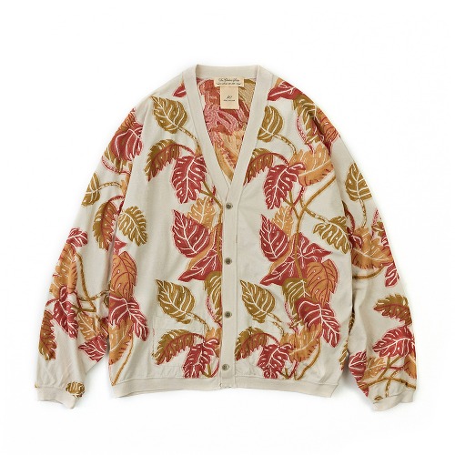 REMI RELIEF RN24329083 P.Grey Jacquard Cardigan Monstera