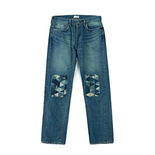 MARU SANKAKU PEKE MSP-1000 Used Indigo Tsugihagi Denim Pants
