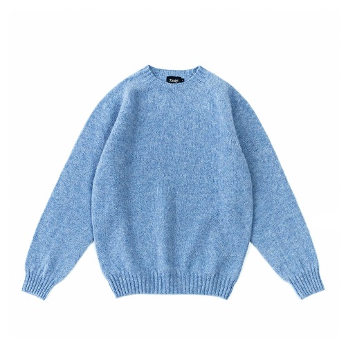 DRAKE'S Light Blue Brushed Shetland Crew Neck Knit