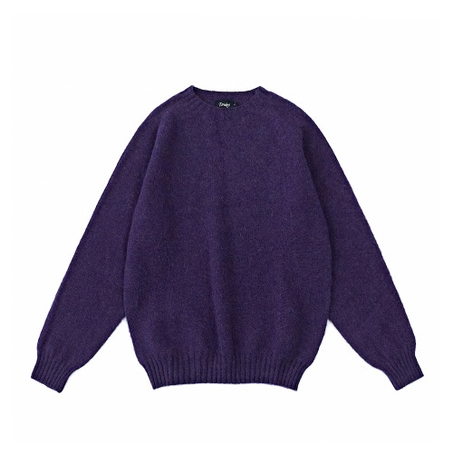 DRAKE'S Purple Brushed Shetland Crew Neck Knit