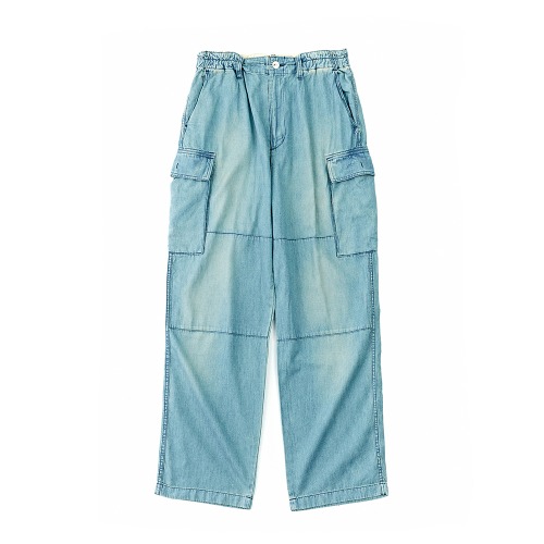COTTLE PT-018 Light Indigo C.T.L Comfort Linen Denim Cargo Pants