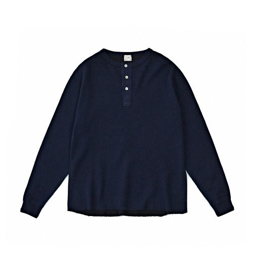 LOOP & WEFT LRH1036 R.Navy Double Face Hex Honeycomb Henley
