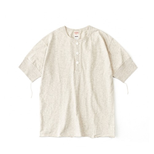 HEALTH KNIT 947 Oatmeal Vintage Heather Slub Jersey Henley