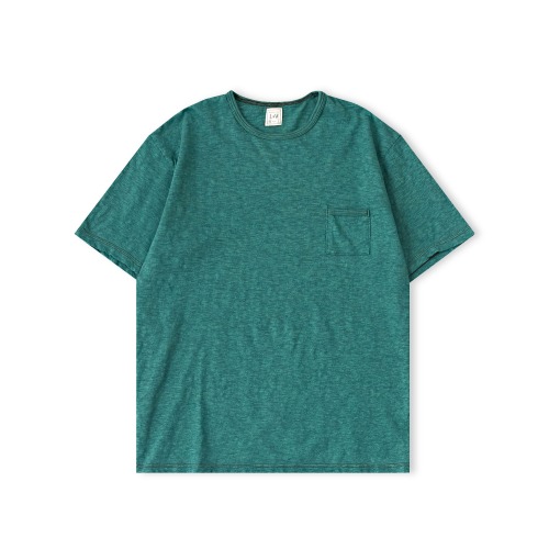 LOOP & WEFT LRC1112 Ocean Green Super Slub Tube Knit Double Binder Pocket Crewneck