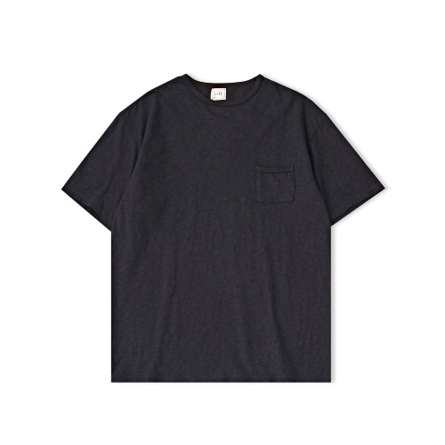 LOOP & WEFT LRC1112 A.Black Super Slub Tube Knit Double Binder Pocket Crewneck