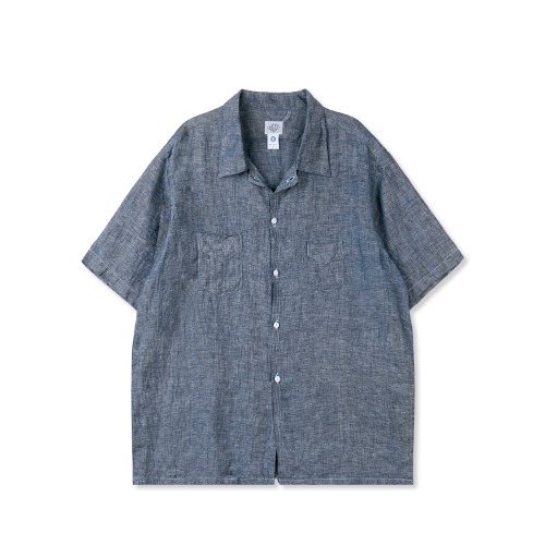 POST OʼALLS／NEUTRA 4 S/S（24SS） Post Overalls Neutra 4 Linen Block Check S/S Shirt Slate