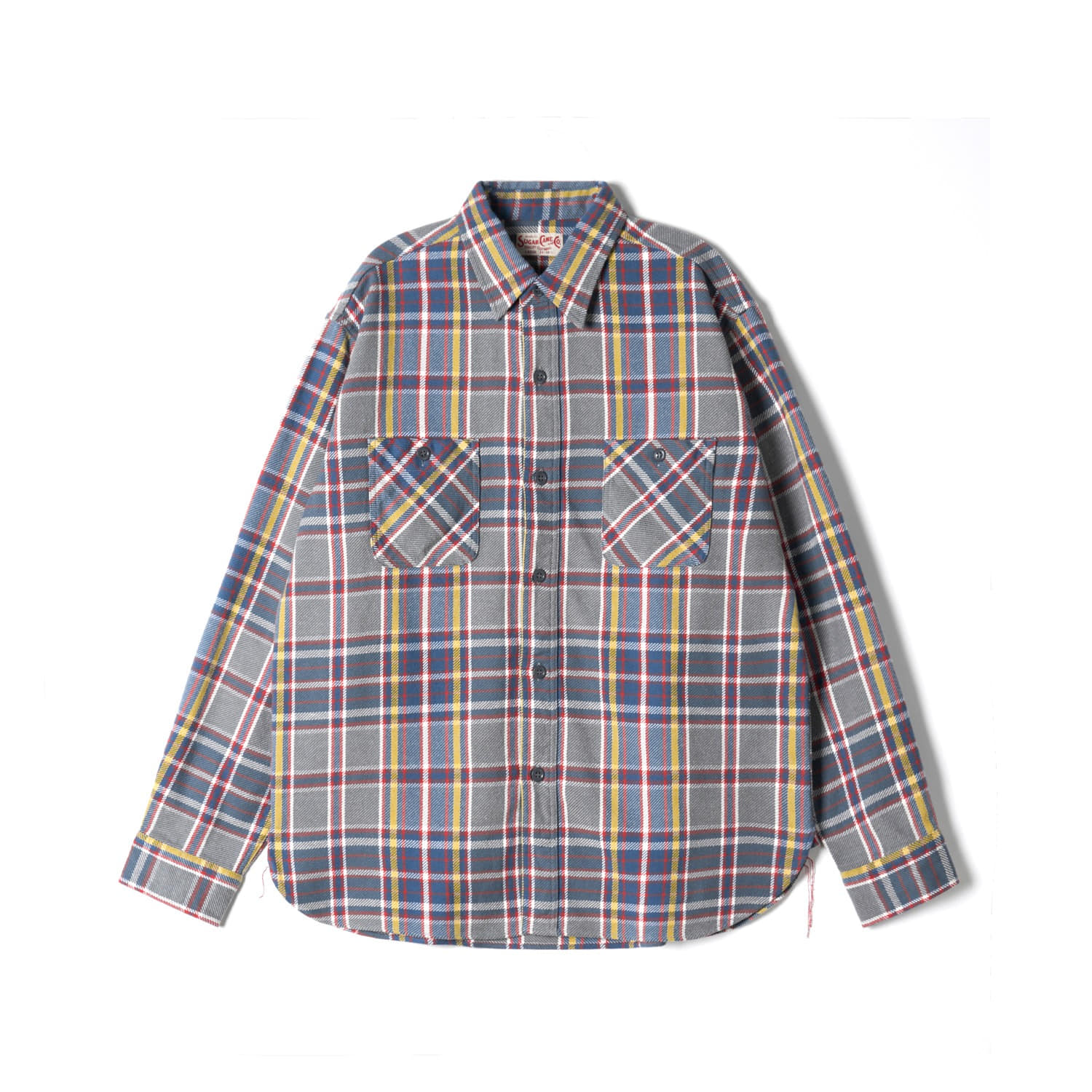 SUGAR CANE & CO. SC29363 Grey Twill Check L/S Work Shirt
