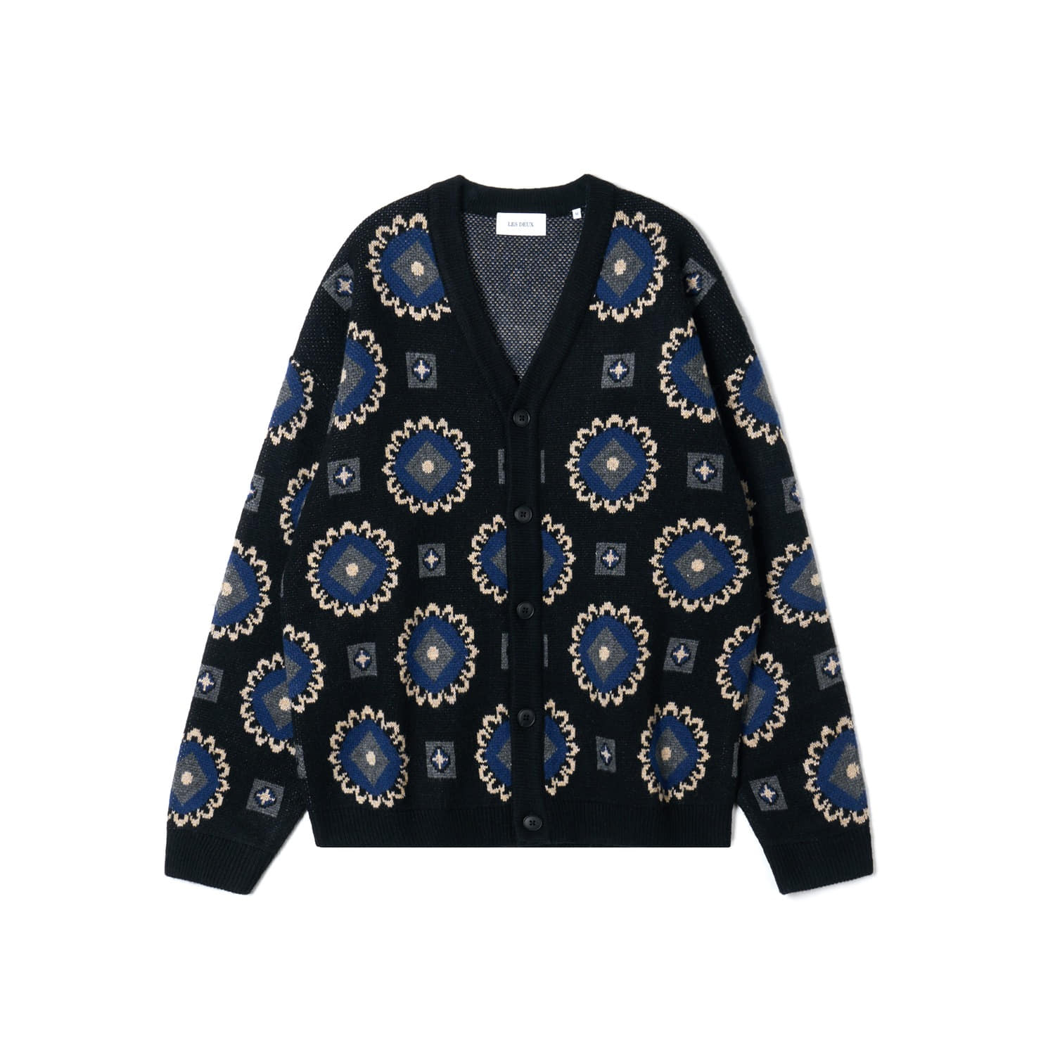 LES DEUX LDM310140 Black/Blueprint Aro Paisley Cardigan