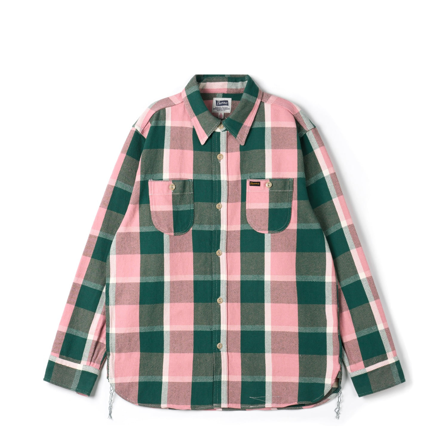 PHERROW'S 24W-720WS-C Pink x Green Flannel Work Shirts