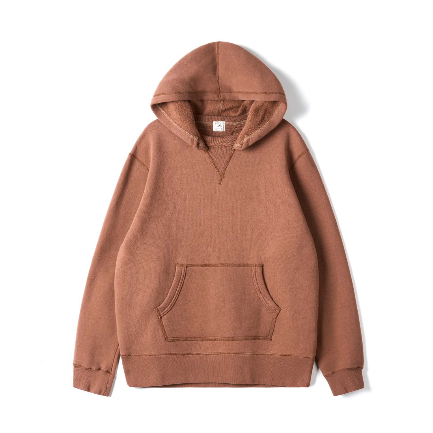 LOOP & WEFT LCS1001 Maple Brown Sinker Super Fluffy Knit Double V After Hoodie