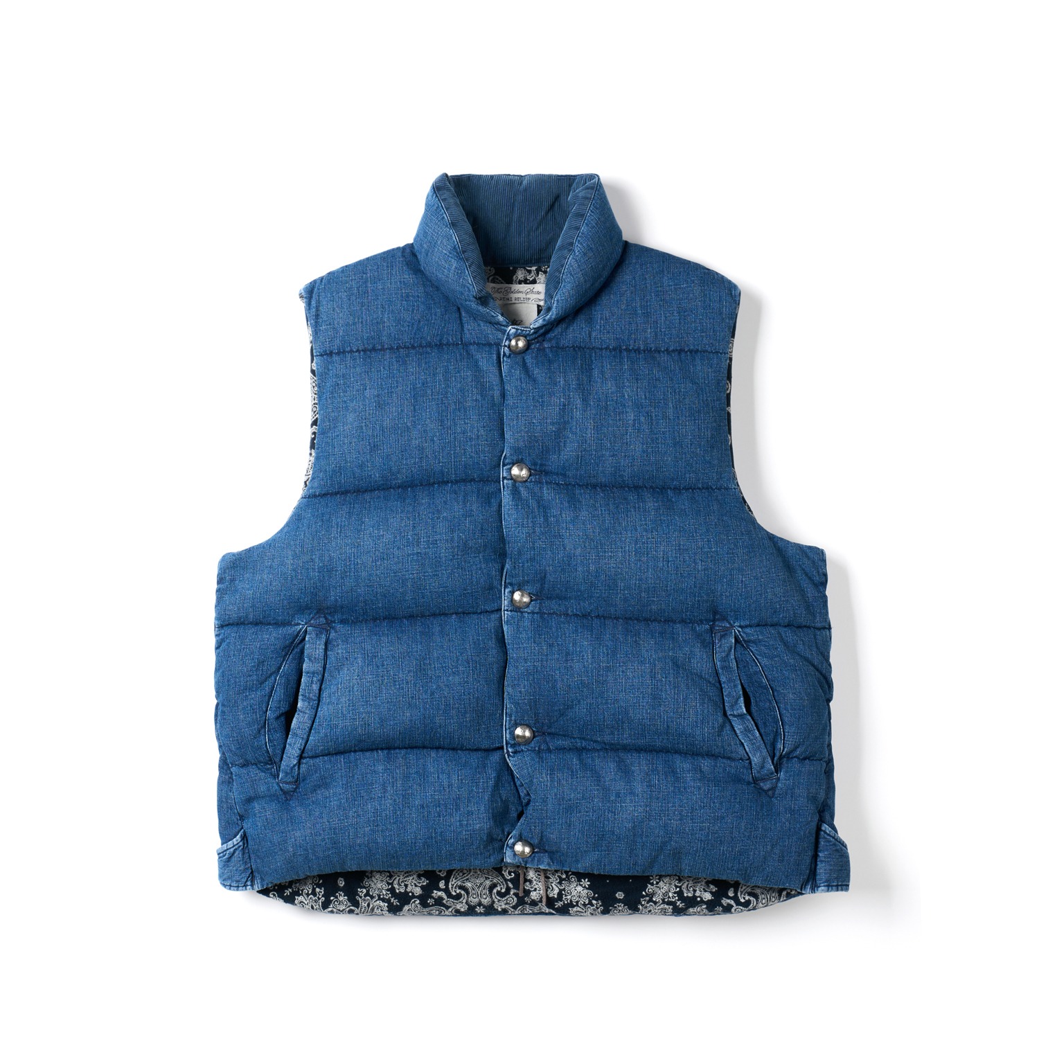 REMI RELIEF RN1007SDN Used Blue Natural Finish Denim Down Vest