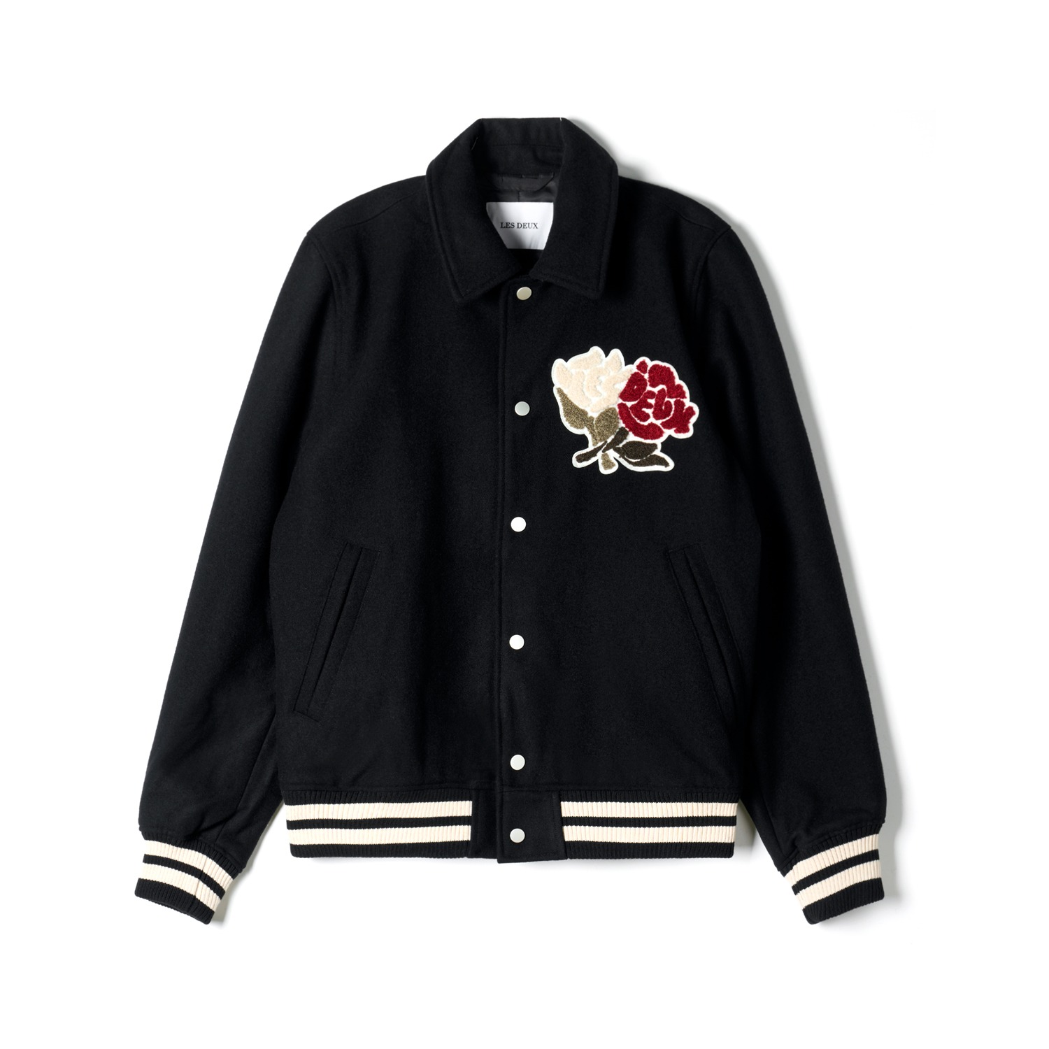 LES DEUX LDM610161 Black Felipe Varsity Wool Jacket