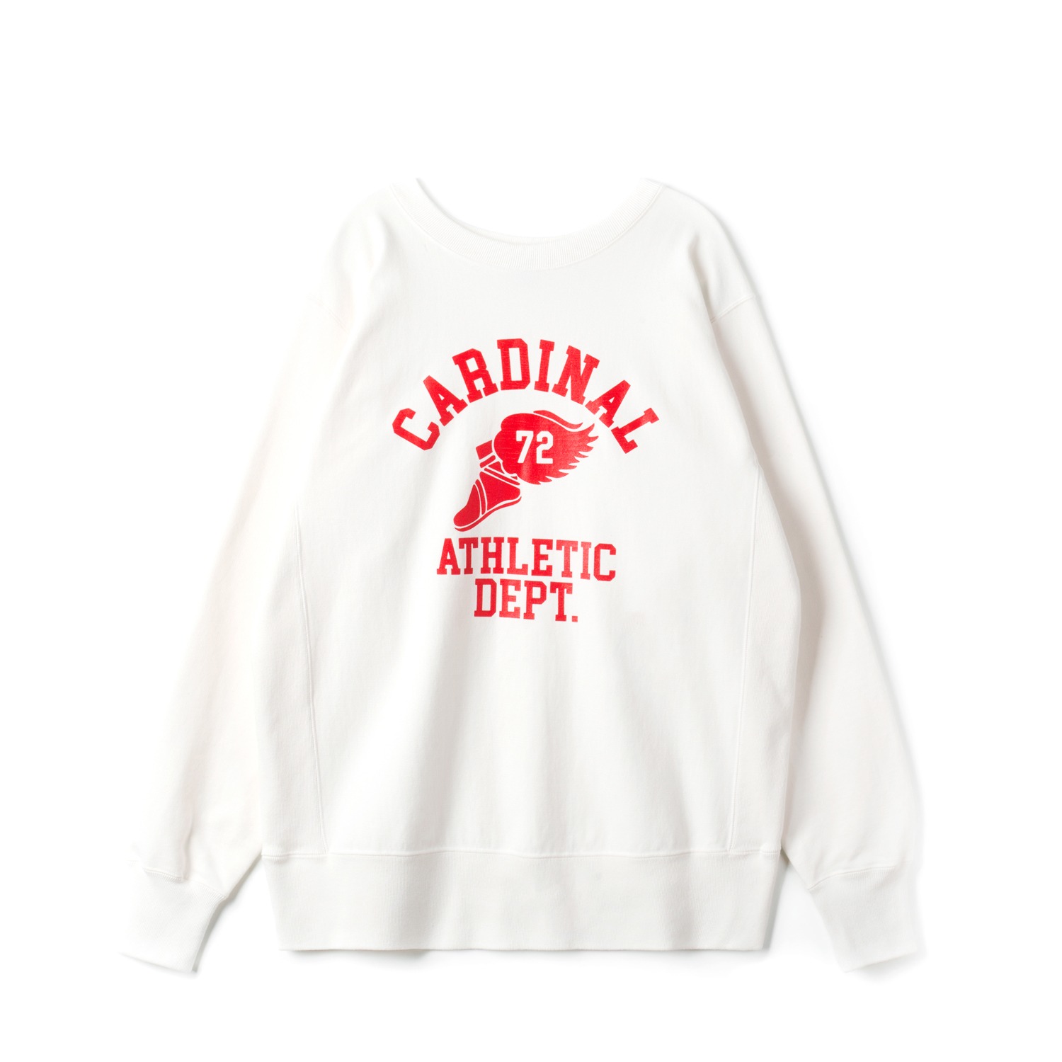 BARNS OUTFITTERS BR-24438 White X Red Vintage Side Rib Crew Sweatshirt
