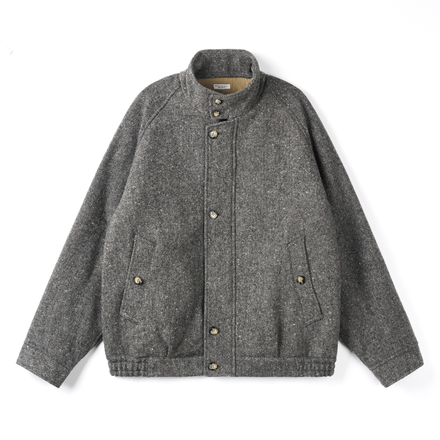 PMAS-OT09 Gray HB Tweed Sporting Blouson - MODE MAN