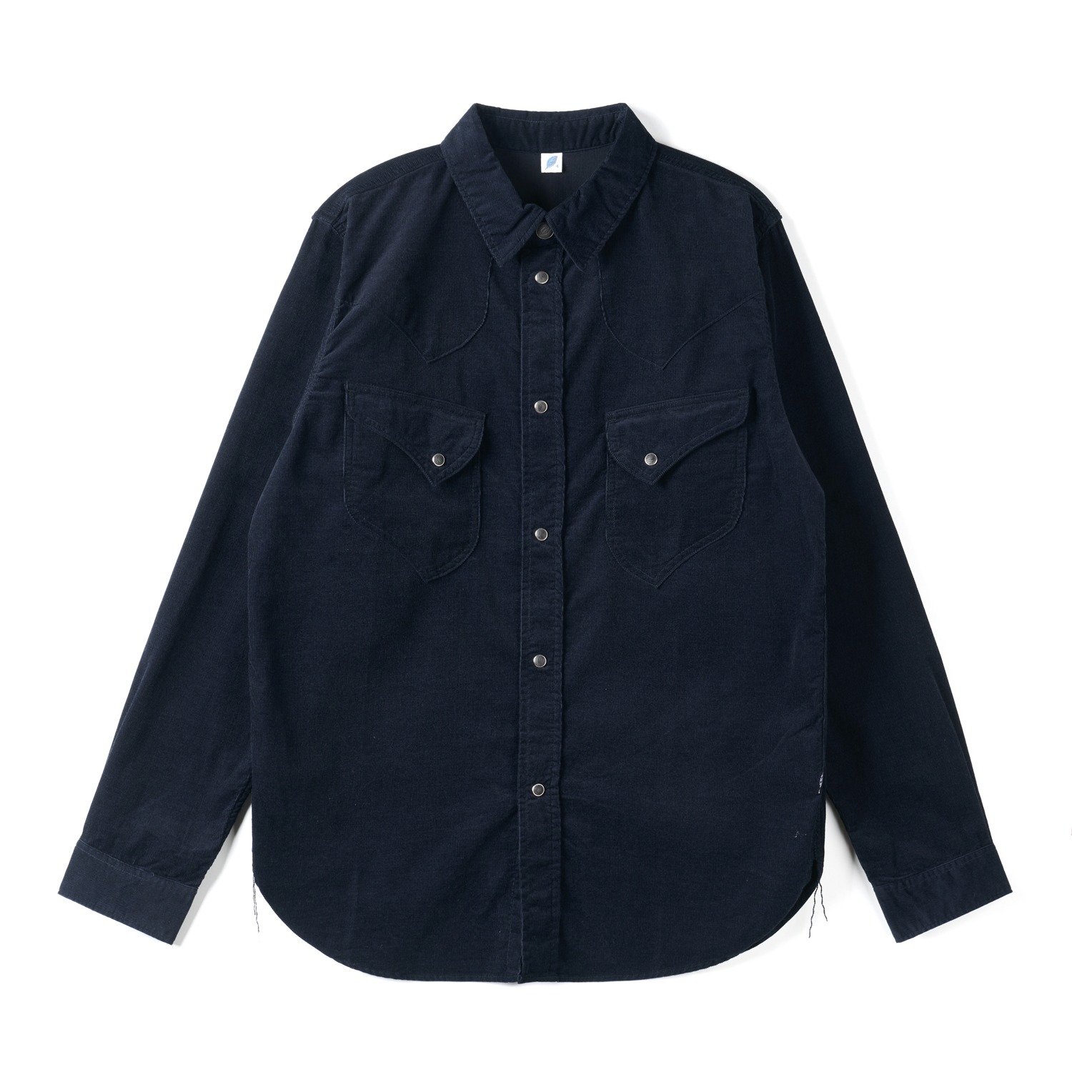 PURE BLUE JAPAN 2230-NV Navy Fine Texture Corduroy Curved Pocket Shirt