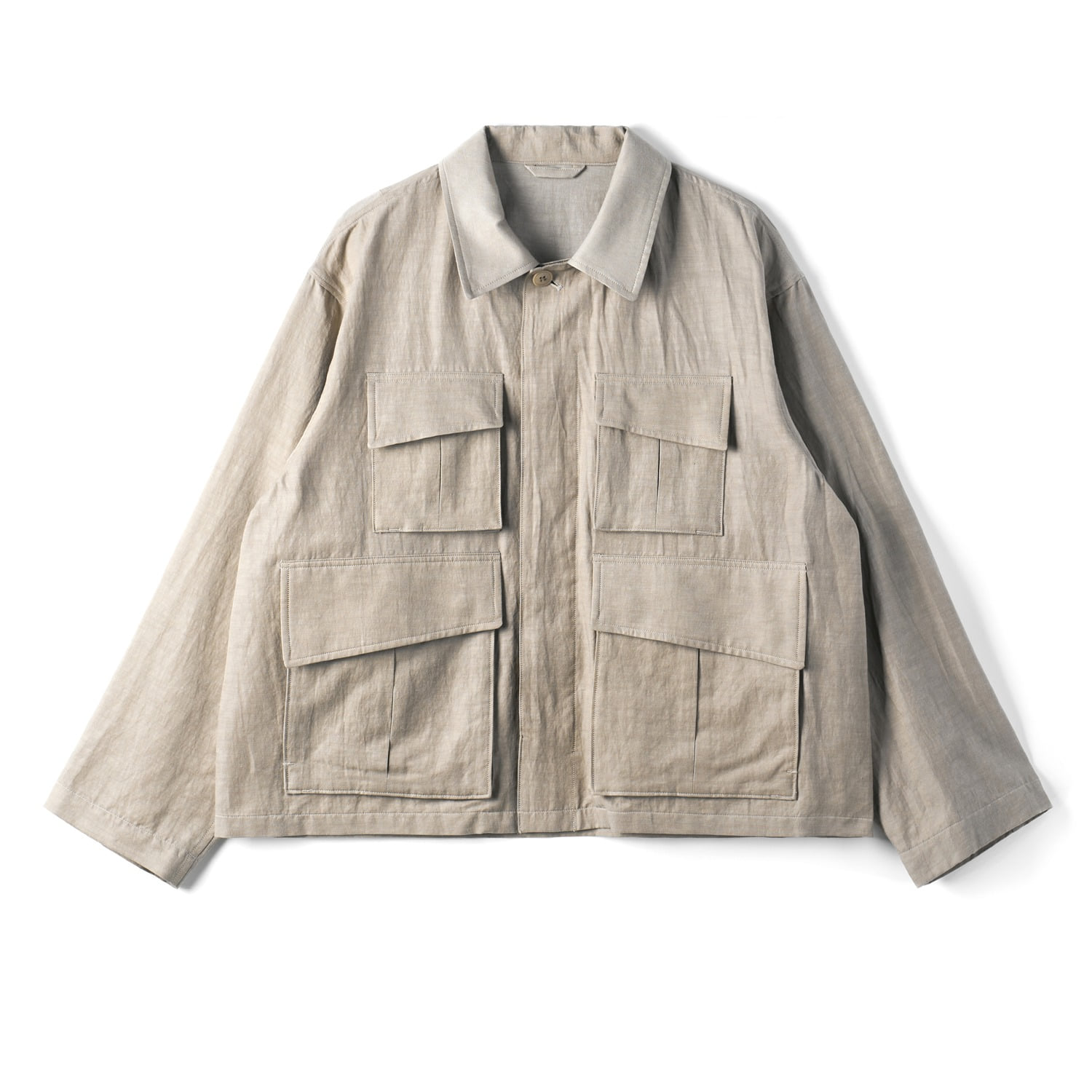 ULTERIOR ULBS45-KA201 Washed Chambray Twill Short Fatigue Jacket Sand Beige